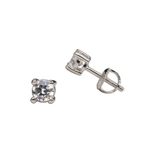 Sterling Silver Clear CZ Stud Earrings for Baby